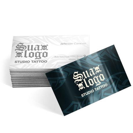 CARTÕES DE VISITA PAPÉIS ESPECIAIS METALIZADO FRENTE COM TINTA BRANCA 250G SEM VERNIZ Colorido frente e preto e branco verso - 250 un.