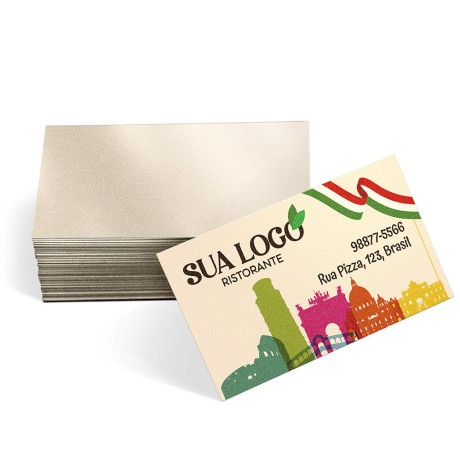 CARTÕES DE VISITA PAPÉIS ESPECIAIS PERO PLUS 300G SEM VERNIZ Colorido frente - 96 un.