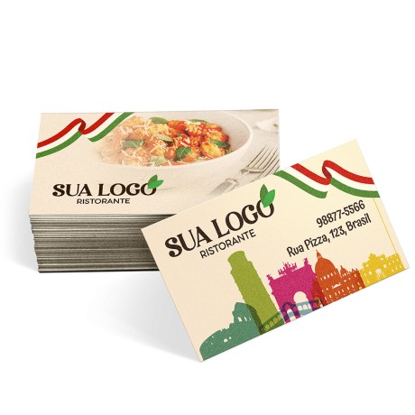 CARTÕES DE VISITA PAPÉIS ESPECIAIS PERO PLUS 300G SEM VERNIZ Colorido frente e verso - 96 un.