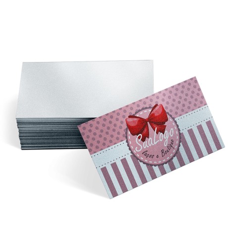 CARTÕES DE VISITA PAPÉIS ESPECIAIS SILVER LUX 300G SEM VERNIZ Colorido frente - 48 un.