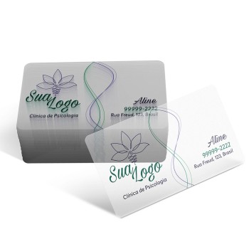 CARTÕES DE VISITA PVC 0,30MM TRANSLÚCIDO TRANSLÚCIDO COM TINTA BRANCA Colorido frente - 1000 un.