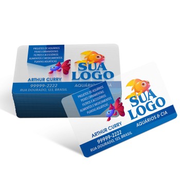 CARTÕES DE VISITA PVC 0,30MM TRANSLÚCIDO TRANSLÚCIDO COM TINTA BRANCA Colorido frente - 500 un.