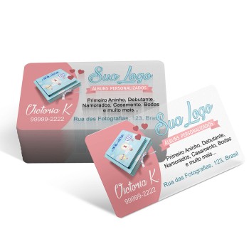 CARTÕES DE VISITA PVC 0,30MM TRANSLÚCIDO TRANSLÚCIDO COM TINTA BRANCA Colorido frente - 100 un.