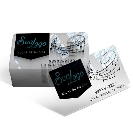 CARTÕES DE VISITA PVC 0,30MM TRANSPARENTE Colorido frente - 50 un.