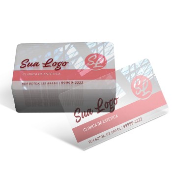 CARTÕES DE VISITA PVC 0,30MM TRANSPARENTE Colorido frente - 250 un.