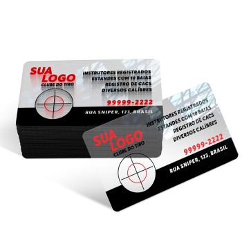 CARTÕES DE VISITA PVC 0,30MM TRANSPARENTE TRANSPARENTE COM TINTA BRANCA Colorido frente - 500 un.