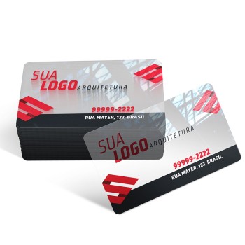 CARTÕES DE VISITA PVC 0,30MM TRANSPARENTE TRANSPARENTE COM TINTA BRANCA Colorido frente - 250 un.