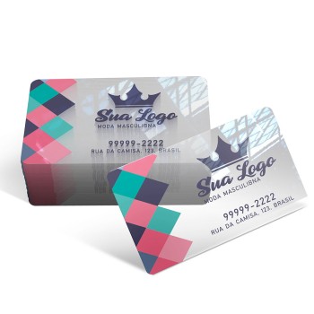 CARTÕES DE VISITA PVC 0,30MM TRANSPARENTE TRANSPARENTE COM TINTA BRANCA Colorido frente - 1000 un.