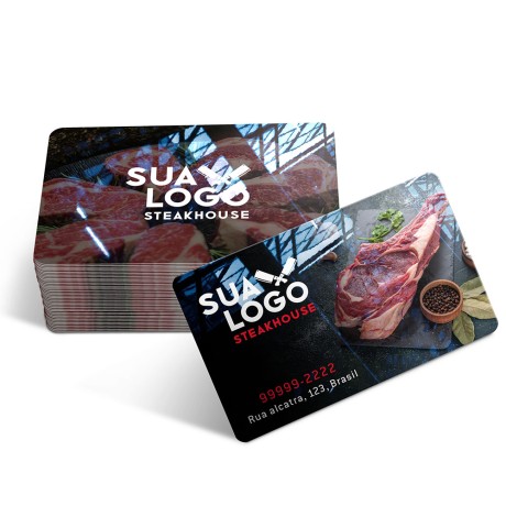 CARTÕES DE VISITA PVC 0,50MM PVC PREMIUM 0,50MM Colorido frente e verso - 60 un.