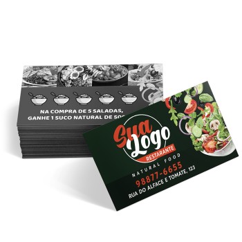 CARTÕES FIDELIDADE COUCHÊ 300G SEM VERNIZ Colorido frente e preto e branco verso - 100 un.