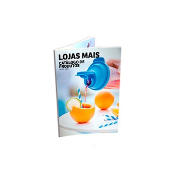 CATÁLOGO CAPA COUCHÊ 300G E MIOLO COUCHÊ 150G 36 PÁGINAS 15X21 CM Colorido frente e verso - 10 un.