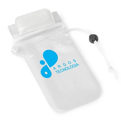 BOLSA PARA CELULAR PVC IMPERMEÁVEL TRANSPARENTE DETALHE BRANCO Preto e branco frente - 250 un.