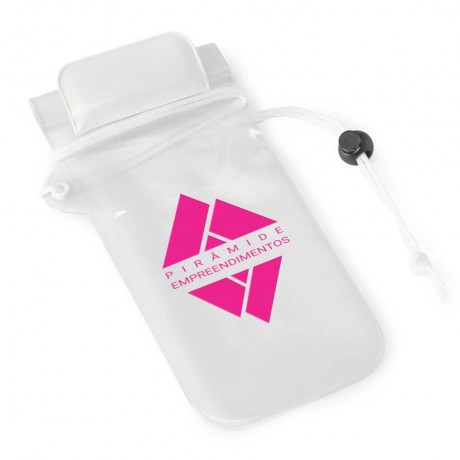 BOLSA PARA CELULAR PVC IMPERMEÁVEL TRANSPARENTE DETALHE BRANCO Preto e branco frente - 1000 un.