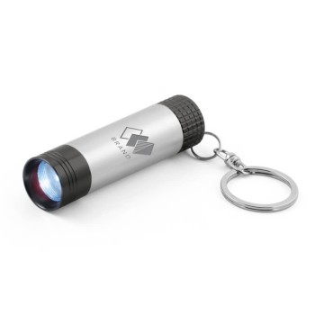 ABRIDORES E CHAVEIROS CHAVEIROS E CORDÕES MINI LANTERNA COM LED MODELO BRIGHTER DETALHE PRETO Preto e branco frente - 25 un.