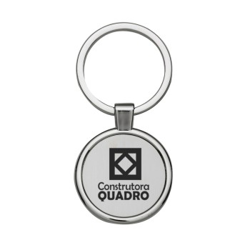 CHAVEIROS EM AÇO COM GRAVAÇÃO A LASER PREMIUM REDONDO Preto e branco frente - 100 un.