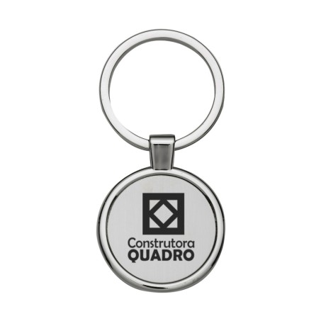CHAVEIROS EM AÇO COM GRAVAÇÃO A LASER PREMIUM REDONDO Preto e branco frente - 100 un.