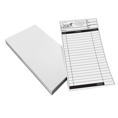 COMANDAS APERGAMINHADO  75G 100X210MM Preto e branco frente - 1000 un.