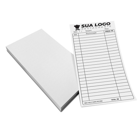 COMANDAS APERGAMINHADO  75G 100X210MM Preto e branco frente - 500 un.