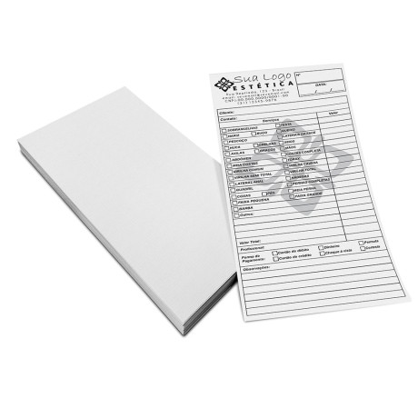 COMANDAS APERGAMINHADO  75G 100X210MM Preto e branco frente - 2500 un.
