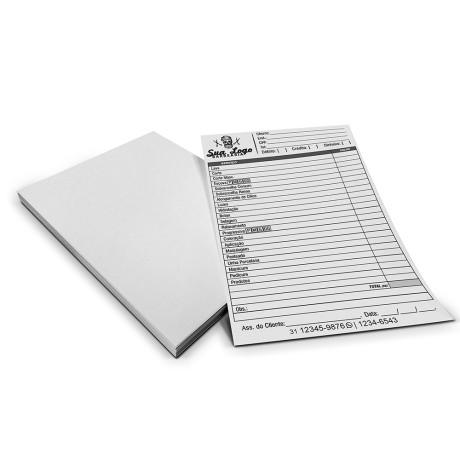 COMANDAS APERGAMINHADO  75G 150X105MM Preto e branco frente - 500 un.