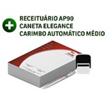 COMBOS DE PRODUTOS RECEITUÁRIO, CARIMBO E CANETA Colorido frente e verso - 1 un.