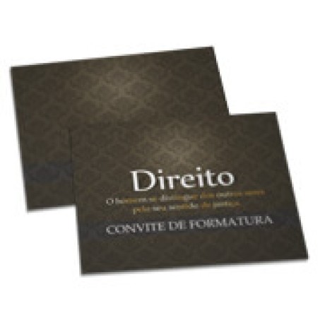 CONVITES BÁSICO COUCHÊ 300G HOT STAMPING LAM FOSCA FV E HOTSTAMPING FR 182X153MM Colorido frente e verso - 50 un.