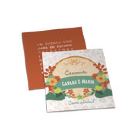 CONVITES BÁSICO COUCHÊ 300G HOT STAMPING LAM FOSCA FV E HOTSTAMPING FR 50X50MM Colorido frente e verso - 100 un.