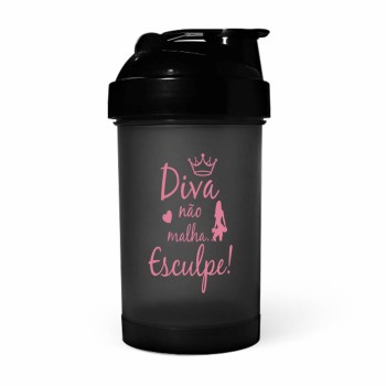 COQUETELEIRA PARA ACADEMIA 500ML 1 DOSE FUMÊ TRANSLÚCIDA Preto e branco frente e verso - 100 un.
