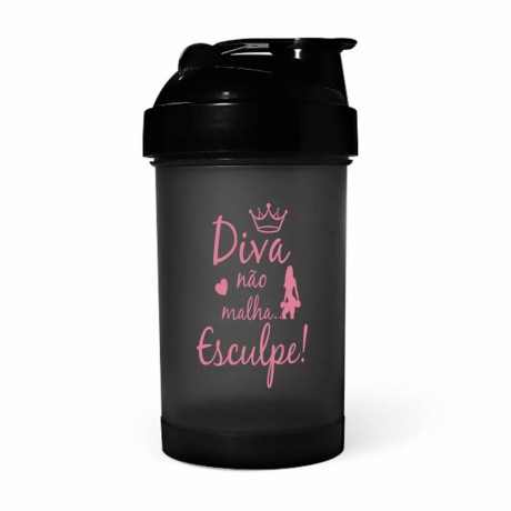 COQUETELEIRA PARA ACADEMIA 500ML 1 DOSE FUMÊ TRANSLÚCIDA Preto e branco frente e verso - 100 un.