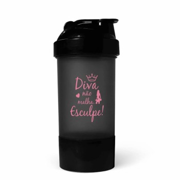 COQUETELEIRA PARA ACADEMIA 500ML 2 DOSES FUMÊ TRANSLÚCIDA Preto e branco frente e verso - 100 un.