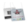 CREDENCIAIS COUCHÊ 300G VERNIZ UV TOTAL FRENTE COM CORDÃO SEM CLIP JACARÉ 90X98MM Colorido frente e preto e branco verso - 2000 un.