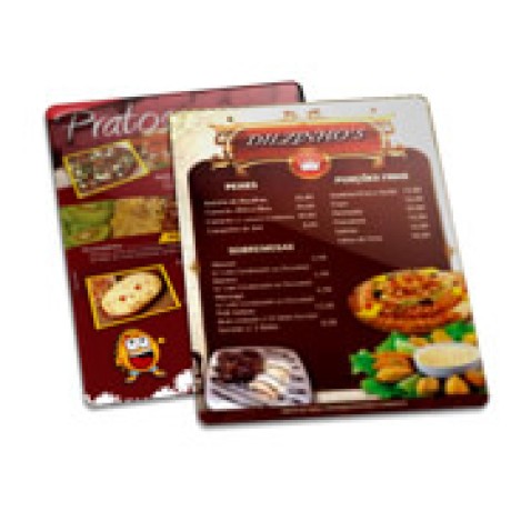 DELIVERY CARDÁPIO PVC PREMIUM 0,50MM 210X300MM Colorido frente e verso - 100 un.