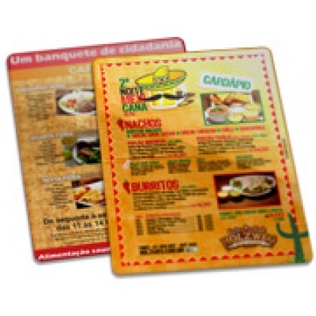 DELIVERY CARDÁPIO PVC PREMIUM 0,50MM 300X420MM Colorido frente e verso - 100 un.