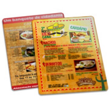DELIVERY CARDÁPIO PVC PREMIUM 0,50MM 300X420MM Colorido frente e verso - 100 un.