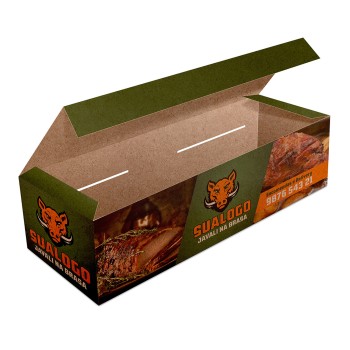DELIVERY EMBALAGENS PARA DELIVERY PERSONALIZADAS KRAFT 250G ASSADOS GRELHADOS E PORCOES LAMINAÇÃO INTERNA Colorido frente - 250 un.