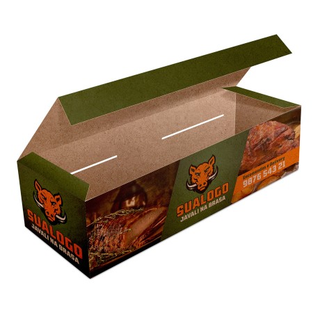 DELIVERY EMBALAGENS PARA DELIVERY PERSONALIZADAS KRAFT 250G ASSADOS GRELHADOS E PORCOES LAMINAÇÃO INTERNA Colorido frente - 250 un.