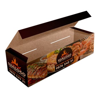 DELIVERY EMBALAGENS PARA DELIVERY PERSONALIZADAS KRAFT 250G ASSADOS GRELHADOS E PORCOES LAMINAÇÃO INTERNA Colorido frente - 50 un.