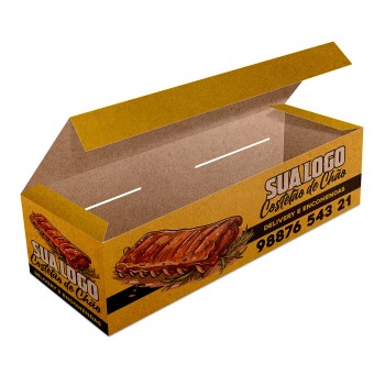 DELIVERY EMBALAGENS PARA DELIVERY PERSONALIZADAS KRAFT 250G ASSADOS GRELHADOS E PORCOES LAMINAÇÃO INTERNA Colorido frente - 100 un.
