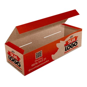 DELIVERY EMBALAGENS PARA DELIVERY PERSONALIZADAS KRAFT 250G ASSADOS GRELHADOS E PORCOES LAMINAÇÃO INTERNA Colorido frente - 1000 un.