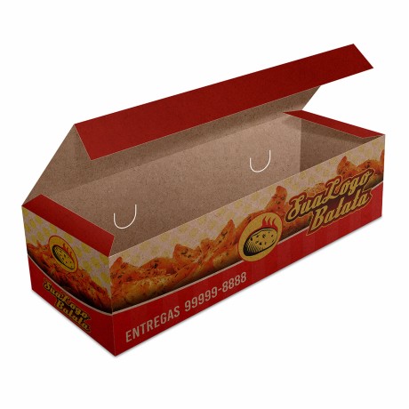 DELIVERY EMBALAGENS PARA DELIVERY PERSONALIZADAS KRAFT 250G BATATA FRITA, RUSTICA E RECHEADA LAMINAÇÃO INTERNA Colorido frente - 25 un.