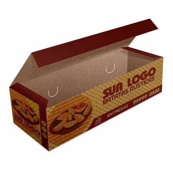 DELIVERY EMBALAGENS PARA DELIVERY PERSONALIZADAS KRAFT 250G BATATA FRITA, RUSTICA E RECHEADA LAMINAÇÃO INTERNA Colorido frente - 500 un.