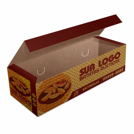 DELIVERY EMBALAGENS PARA DELIVERY PERSONALIZADAS KRAFT 250G BATATA FRITA, RUSTICA E RECHEADA LAMINAÇÃO INTERNA Colorido frente - 500 un.