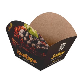 DELIVERY EMBALAGENS PARA DELIVERY PERSONALIZADAS KRAFT 250G BOLOS E DOCES LAMINAÇÃO INTERNA Colorido frente - 50 un.