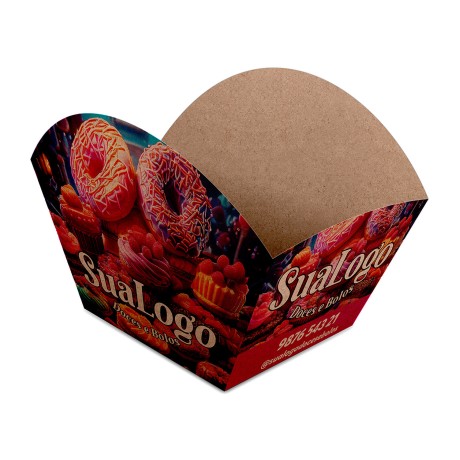 DELIVERY EMBALAGENS PARA DELIVERY PERSONALIZADAS KRAFT 250G BOLOS E DOCES LAMINAÇÃO INTERNA Colorido frente - 1000 un.