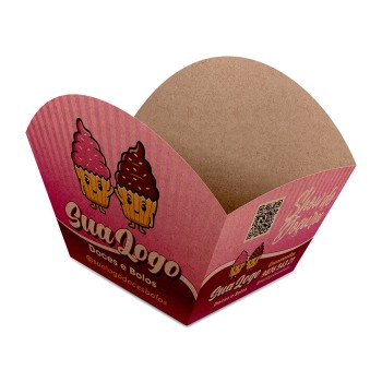 DELIVERY EMBALAGENS PARA DELIVERY PERSONALIZADAS KRAFT 250G BOLOS E DOCES LAMINAÇÃO INTERNA Colorido frente - 25 un.