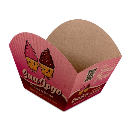DELIVERY EMBALAGENS PARA DELIVERY PERSONALIZADAS KRAFT 250G BOLOS E DOCES LAMINAÇÃO INTERNA Colorido frente - 25 un.