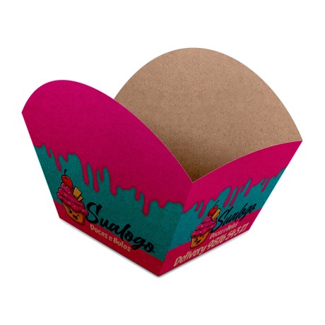 DELIVERY EMBALAGENS PARA DELIVERY PERSONALIZADAS KRAFT 250G BOLOS E DOCES LAMINAÇÃO INTERNA Colorido frente - 500 un.