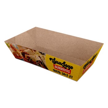 DELIVERY EMBALAGENS PARA DELIVERY PERSONALIZADAS KRAFT 250G BURRITO E TORTILHA MÉDIA Colorido frente - 100 un.