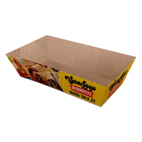 DELIVERY EMBALAGENS PARA DELIVERY PERSONALIZADAS KRAFT 250G BURRITO E TORTILHA MÉDIA Colorido frente - 100 un.