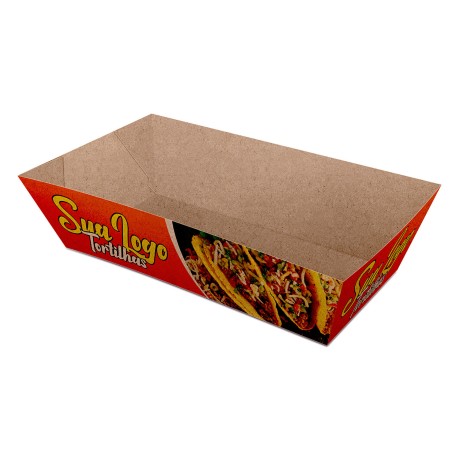 DELIVERY EMBALAGENS PARA DELIVERY PERSONALIZADAS KRAFT 250G BURRITO E TORTILHA PEQUENA Colorido frente - 50 un.